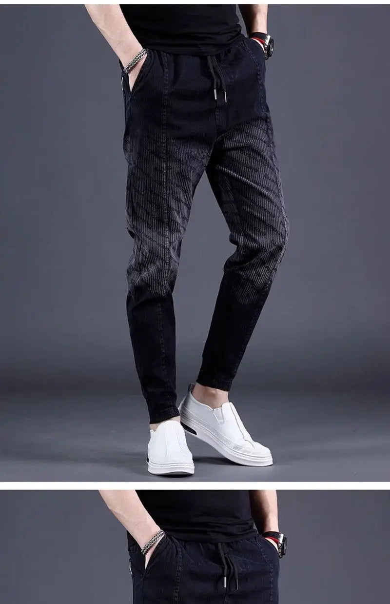 Gradual Change Color 2025 Tied Jeans Men's Summer New Loose Ruffian Handsome Small Feet Pants Trendy Brand Harlan Casual Pants