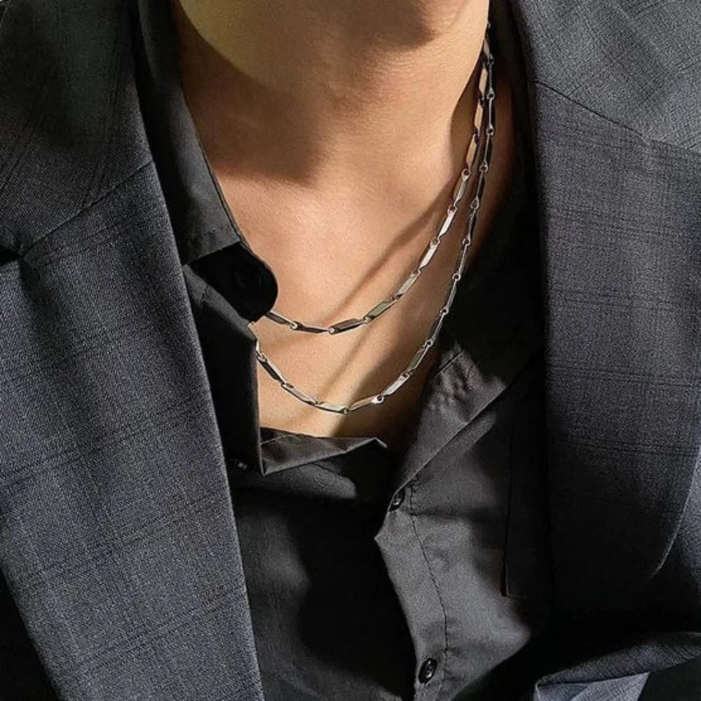 4mm Mobius Chain Necklaces for Men Boys,Thin Stainless Steel Geometric Twisted Links Choker Collar,