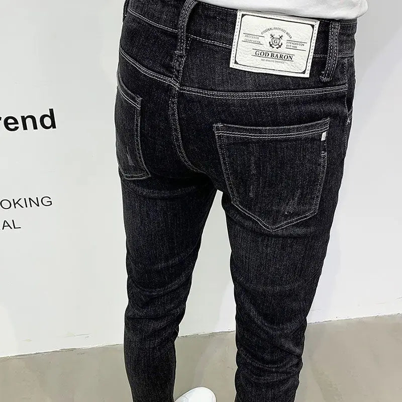 PENDRA Korean Slim Black Jeans