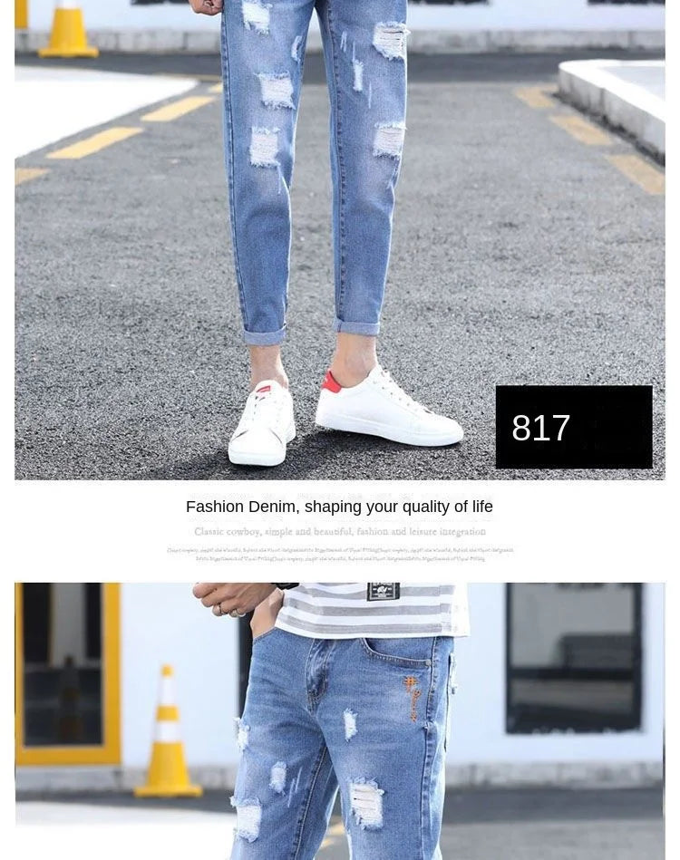 PENDRA Korean Solid Slim Jeans