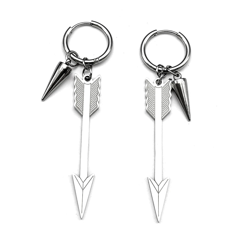 Longbow Archery Rivet Earrings For Women Men Stainless Steel Silver Color Sword Hiphop Party Male Dangle Earring Jewelry Gifts