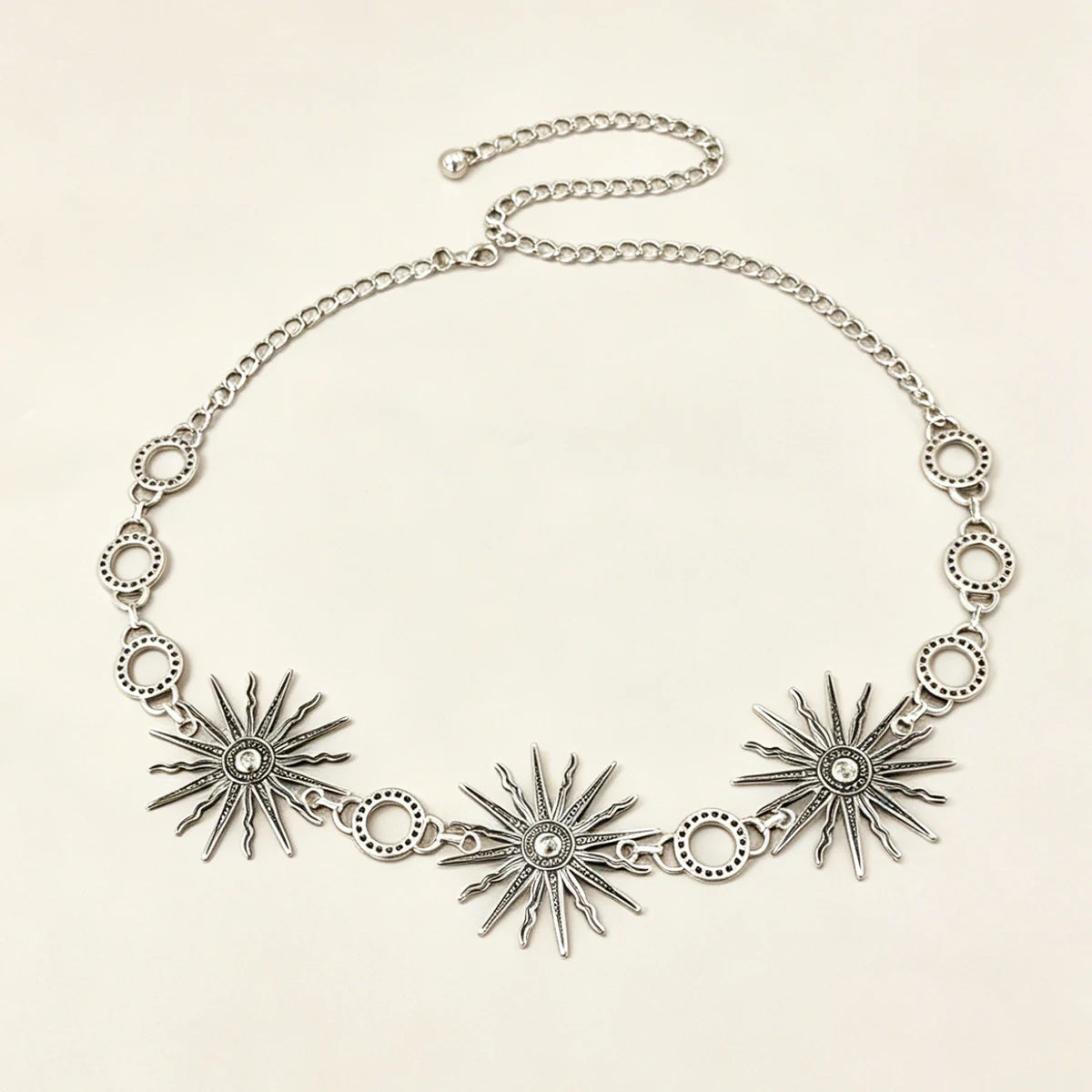 Retro style women's metal waist chain Gothic Decorative Sun carved chain belt high style Vintage Western Cowgirl accessories