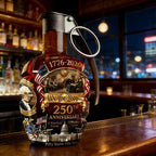 Unique Hand Grenade Whiskey Decanter 250th US Anniversary, We The People Patriotic Liquor Container, Novelty Bar Accessory