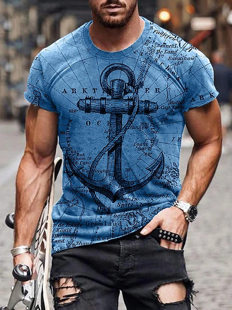 Summer Casual Everyday Men's T-shirt Outdoor Street Fashion Short-sleeved Top Father's Day Gift Monogram Printed Men's T-shirt