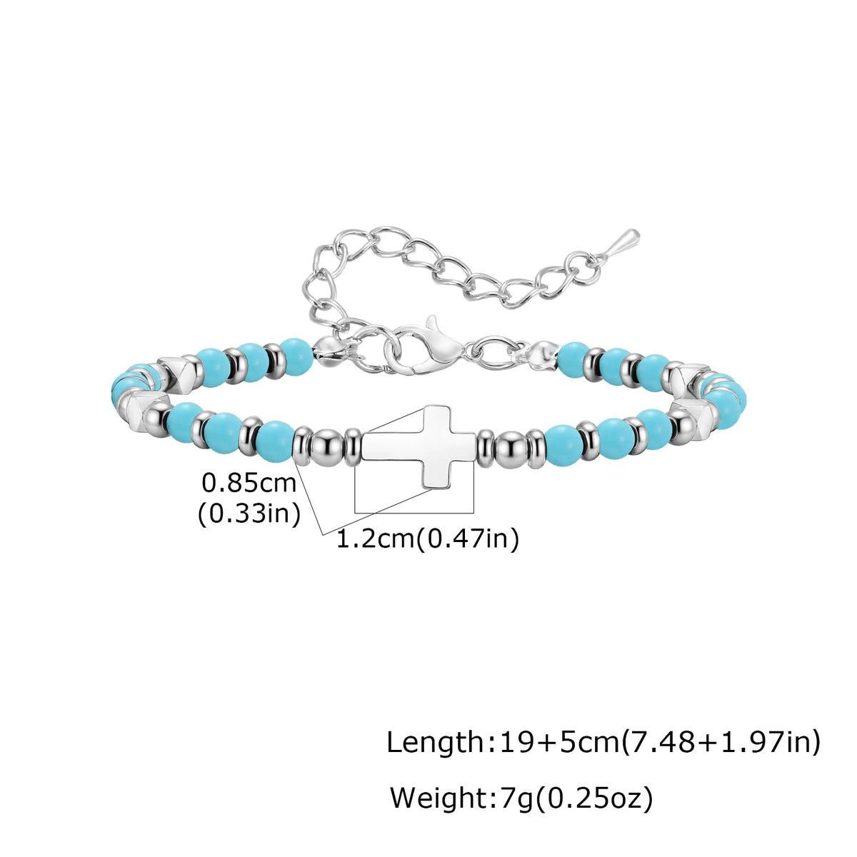 Trendy Men's Natural Stone Beaded Bracelet,Bohemian Cross Charms Chain Wristband,Jewelry Gift for Husband Dad Son
