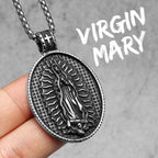 Virgin Mary Guadalupe Angel Cross Stainless Steel Men Necklaces Pendant Chain Amulet For Women Fashion Jewelry Gifts Wholesale