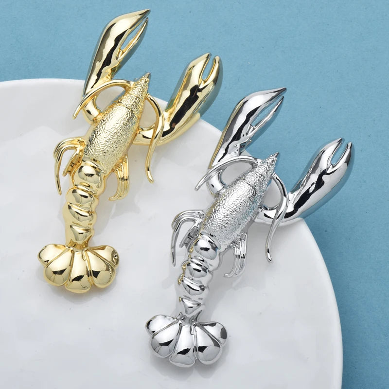 PENDRA Crystal Lobster Rhinestone Animal Brooch
