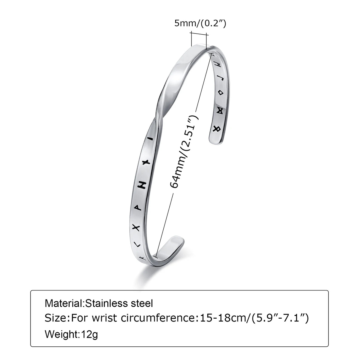 Men's Stainless Steel Solid Metal Mobius Viking Twisted Bracelets,Minimalist Open Cuff Bangles Gifts for Male Boys Jewelry