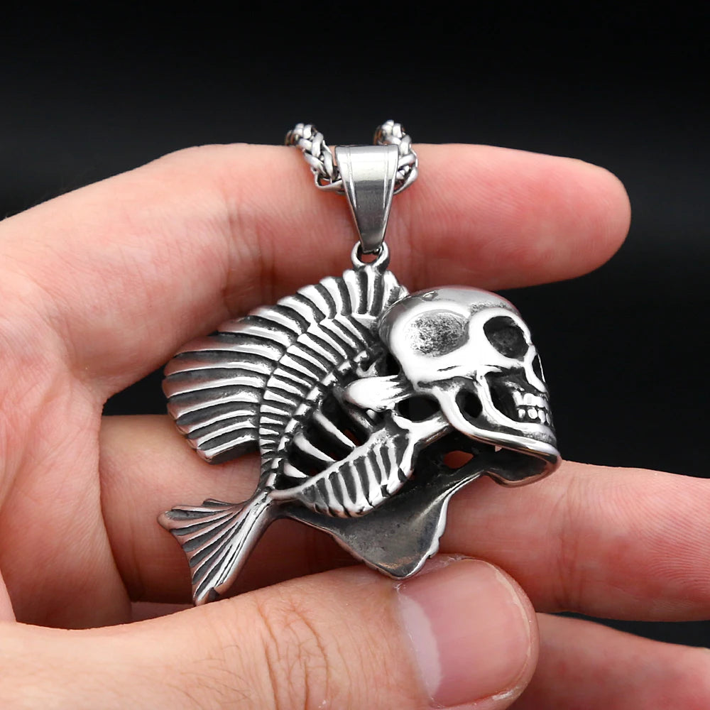 PENDRA Fishbone Skull Pendant