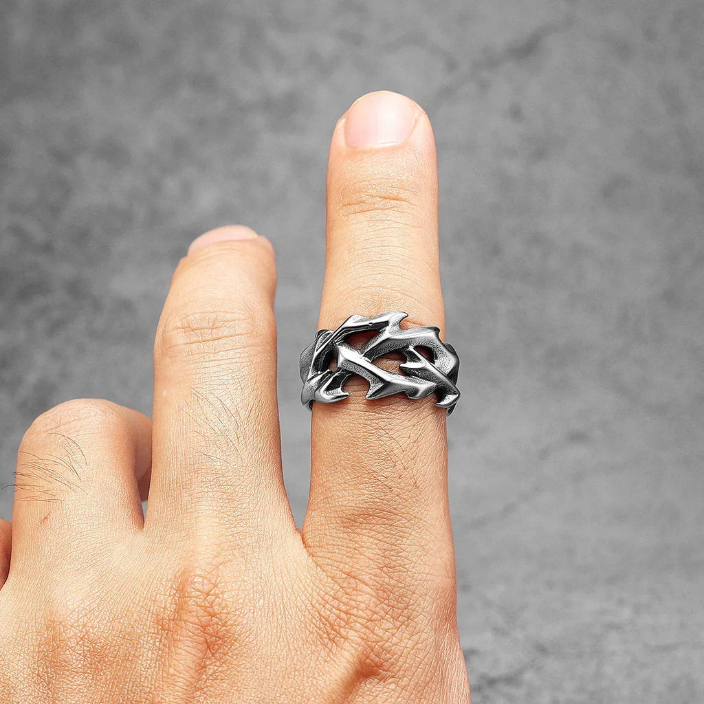 PENDRA Jesus Thorns Crown Steel Ring