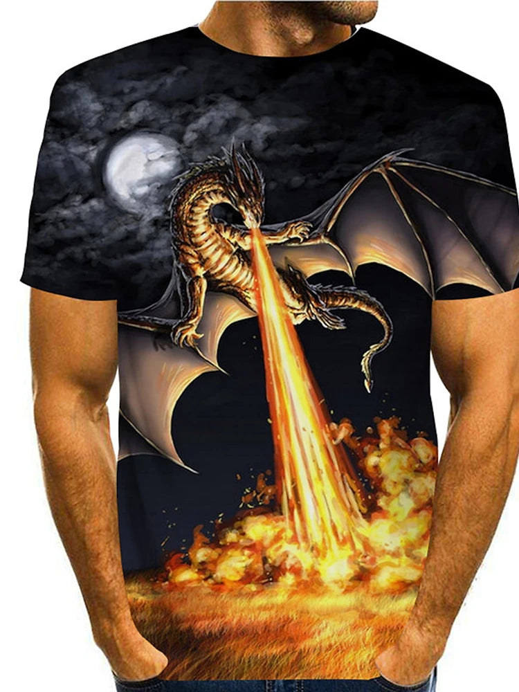 PENDRA Urban Short-Sleeve Dragon Print T-Shirt