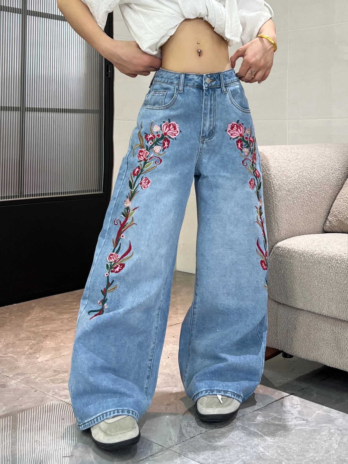PENDRA American Colorful Floral Jeans