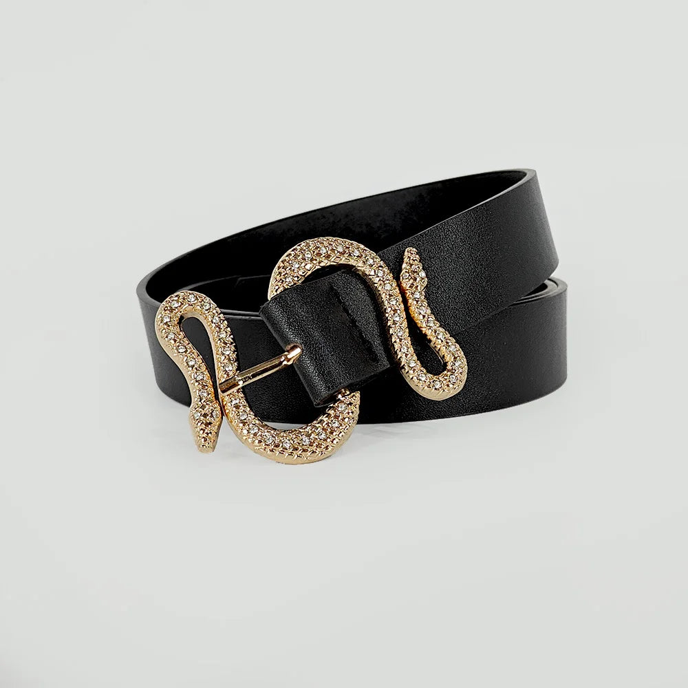 Women's Belt Trend Retro Snake Buckle Belt Fashion Casual Pu Leather Belt With Dress Jeans Belts Gift For Women and Girlfriend