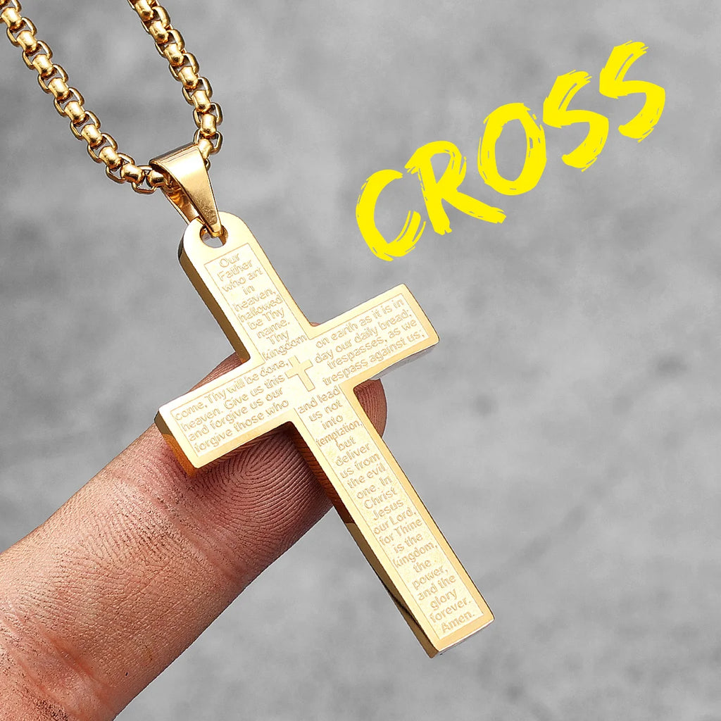 PENDRA Religon Cross Bible Steel Necklace