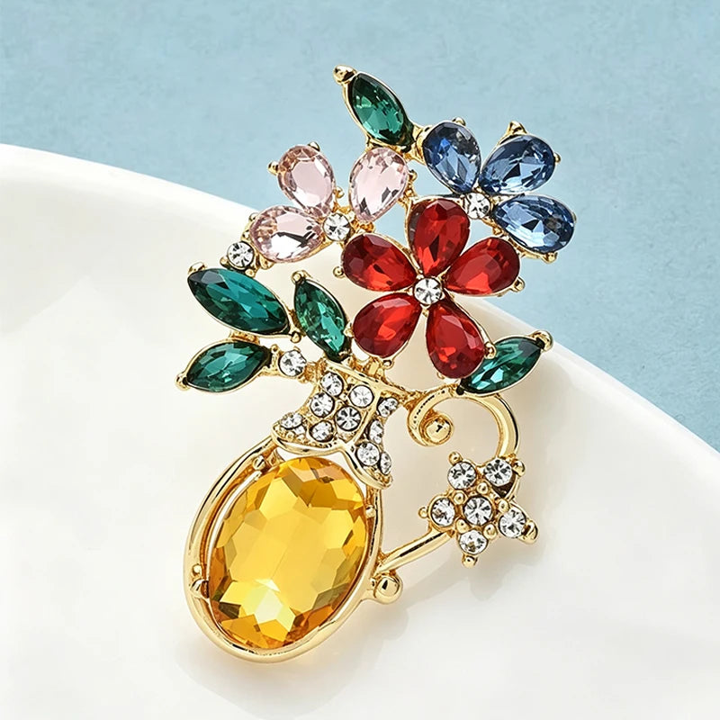 PENDRA Vaseflora Flowers in Vase Brooch