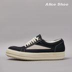 PENDRA Holiday Black Canvas Low-Top Lace-Up Thick-Sole Platform Sneakers