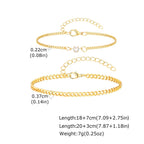 Gold Color Chain Bracelet for Couple Women Men,Stainless Steel Heart Shape Zircon Adjustable Wristband,Valentine's Day Gift