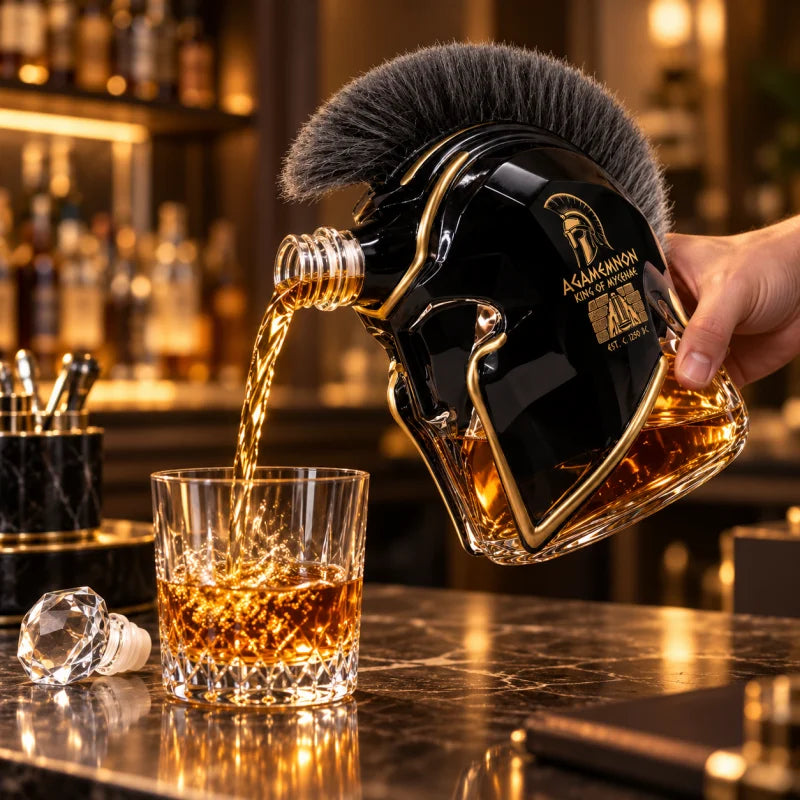 Ancient Greek Warrior Helmet Whiskey Decanter Crystal Liquor Bottle Home Bar Ornament Gift for Whiskey Lovers