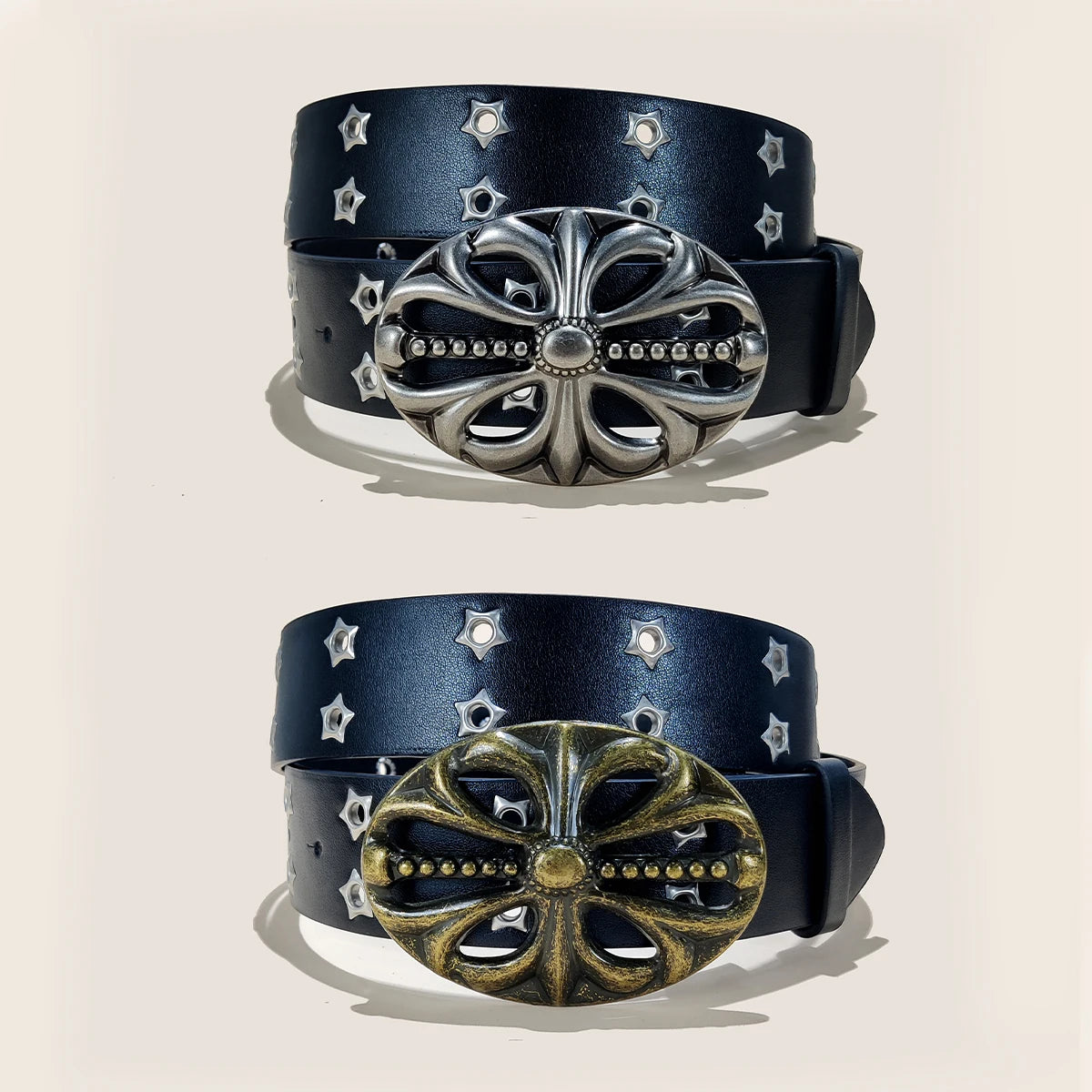New Fashion Star Eye Rivet Belt Male Gothic Waistband For Women Six Star Belt Punk Rock Sexpot Y2K Pu Leather Belt Jeans Belt