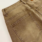 High-end 2026 Luxury Brand Clothes Khaki Jeans Men's Light Luxury Washed Casual Elastic Slim Small Feet Embroidered Long Pants