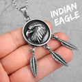 PENDRA Indian Eagle Feather Steel Necklace