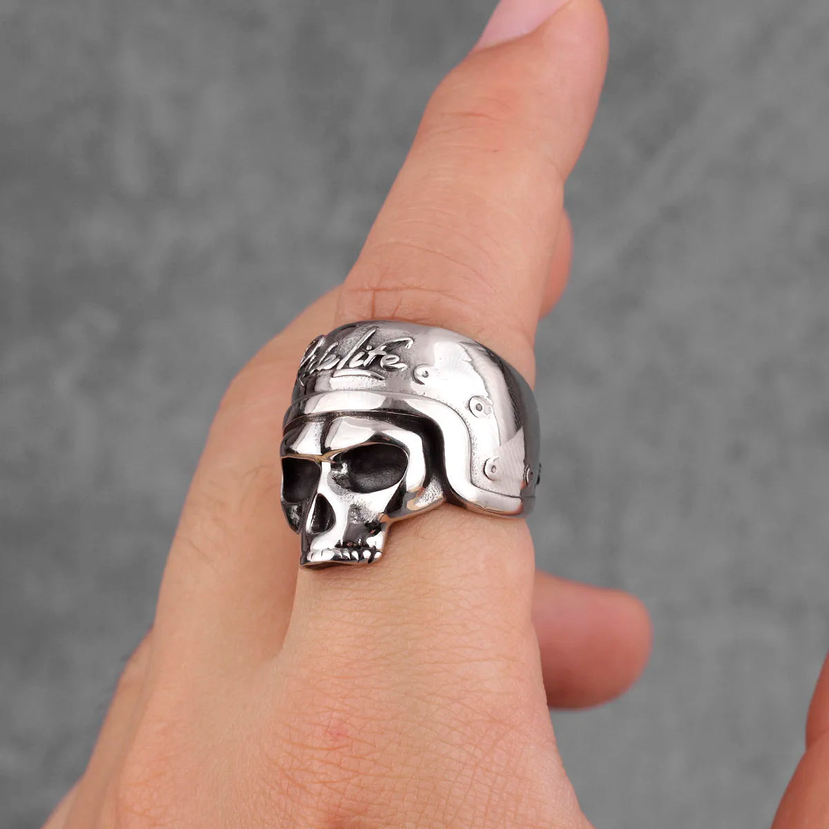 PENDRA Rider Life Skull Steel Ring