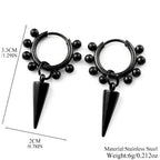 Stainless Steel Spike Cone Drop Earrings Man Punk Beaded Hoop Earrings for Men Women Gothic Hip Hop Dangle Ear Cool Jewelry Gift