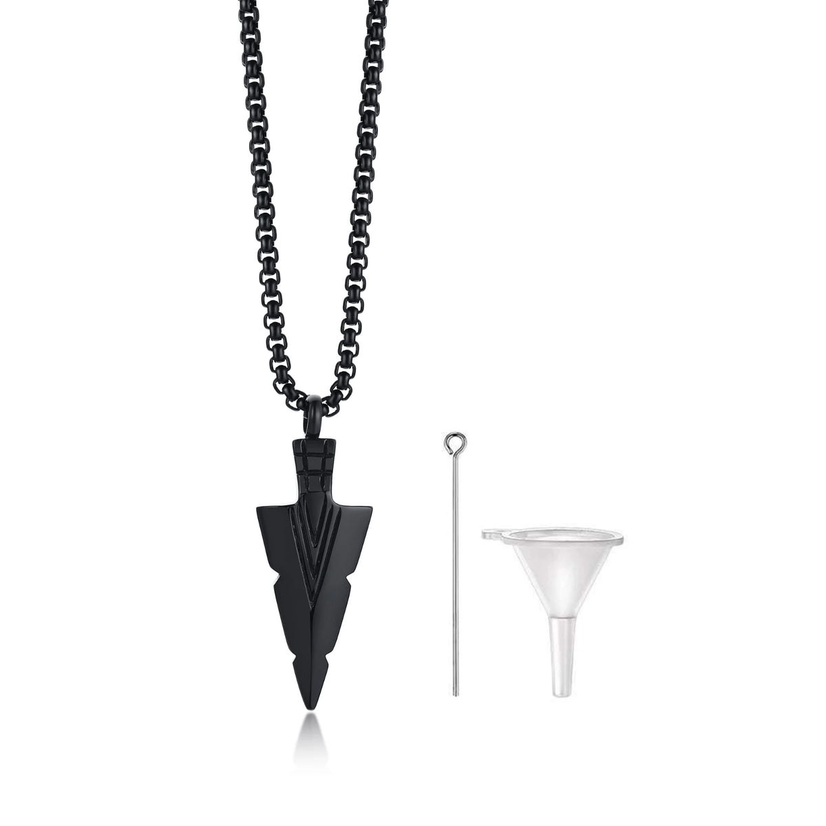 Mens Cremation Urn Necklace for Ashes,Stainless Steel Tribal  Arrowhead Memorial Pendant,Bereavement Keepsakes Gifts