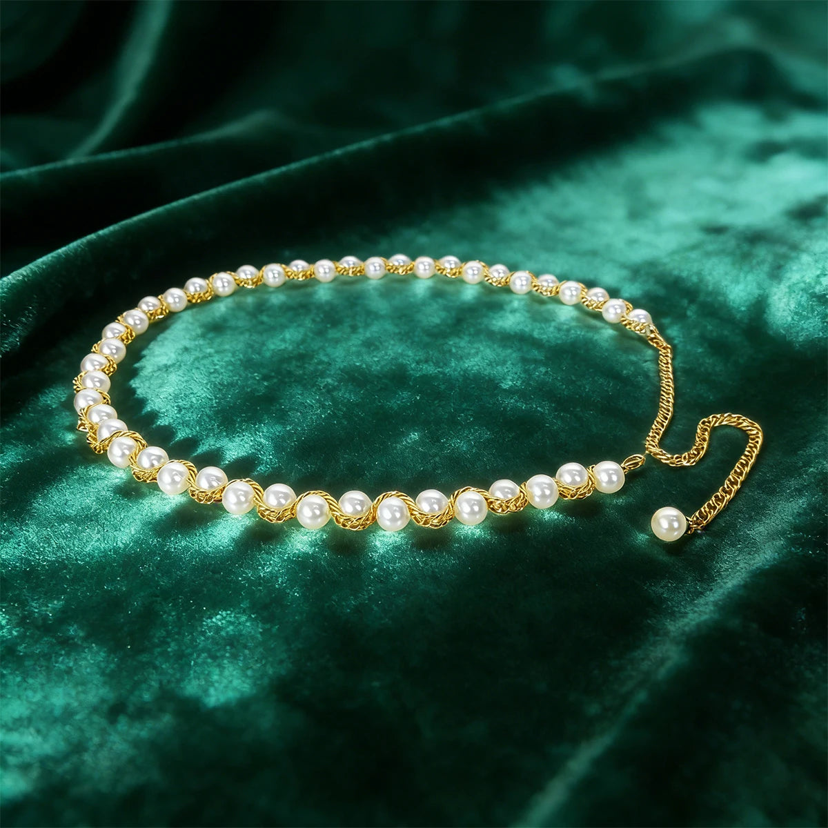 Pearl metal high-end waist chain with a simple and versatile temperament Luxury Designer body chain spicy girl street nightclub