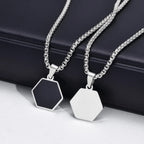 PENDRA Black Hexagon Pendant Necklace