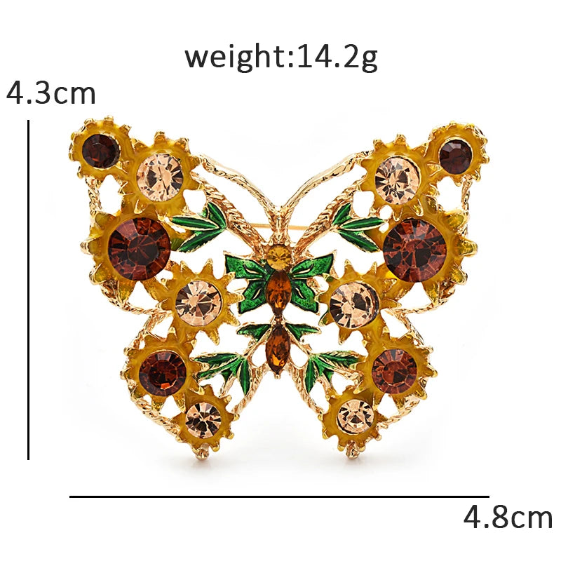 Wuli&baby Vintage Flower Butterfly Brooches For Women Unisex Cut-out Enamel Insects Party Casual Brooch Pins Gifts