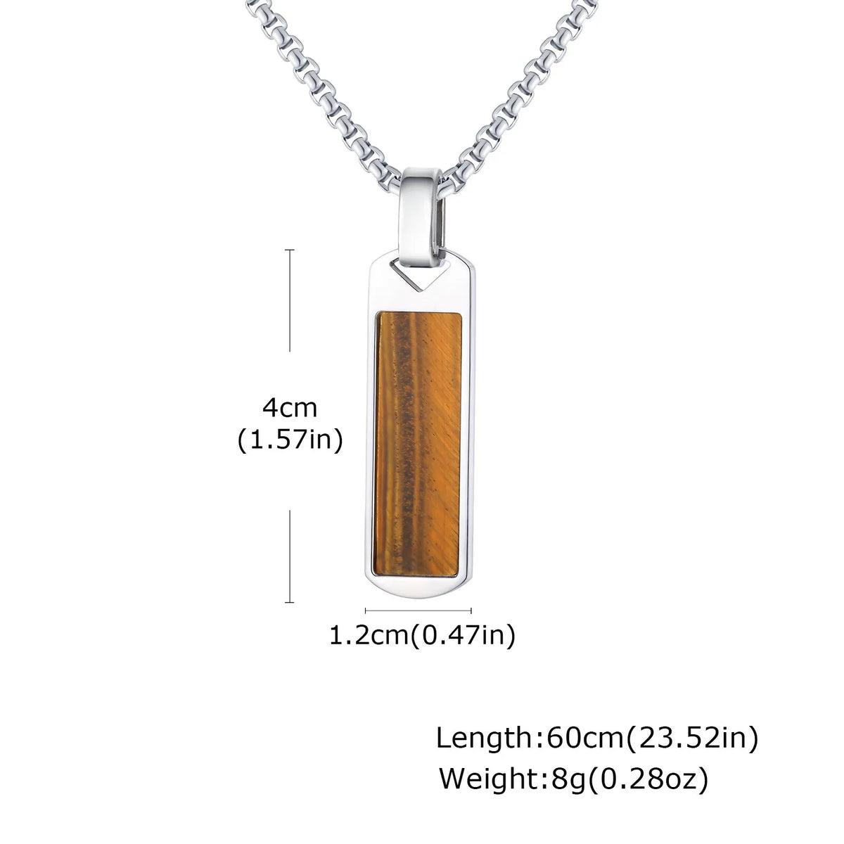 Natural Stone Healing Necklaces for Men,Stainless Steel Rectangular Pendant Necklace,Trendy Hip Hop Birthday Jewelry Gift