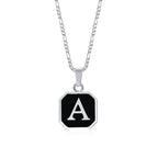Square A-Z Initial Letters Necklaces for Men Boys,Stainless Steel Geometric Pendant with Box Rope Chain Collar,Gift Jewelry