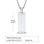 Men's Initial Vertical Bar Necklaces,Waterproof Stainless Steel Plain Geometric Pendant Collar,Personalize Custom Gifts Jewelry