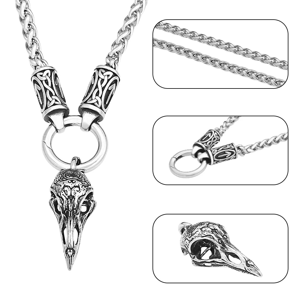 PENDRA Odinskull Nordic Odin Crow Skull Necklace