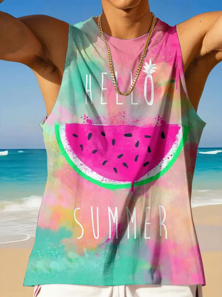 Stylish Hawaiian Tank Tops For Men Sleeveless Summer Casual Men's T-shirts Outdoor Beach Men's Loose Tank Tops 3D Printing