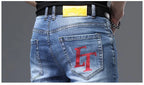 Spring Summer White Hot Drill Ripped Cowboy Korean Style Streetwear Men Washed Luxury Holes Slim Hip-hop Stylish Jeans Trousers