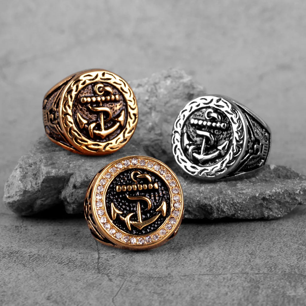 PENDRA Anchor Navy Ocean Steel Ring