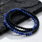 3pcs Green Natural Stone Beaded Bracelet for Men,5MM African Turquoise Stacked Elastic Bracelet,Trendy Male Jewelry Gift