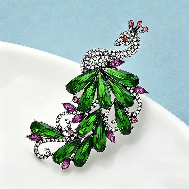 PENDRA Royale Crystal Peacock Brooch
