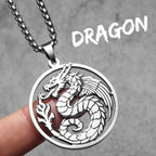 PENDRA Flying Dragon Sweater Steel Necklace
