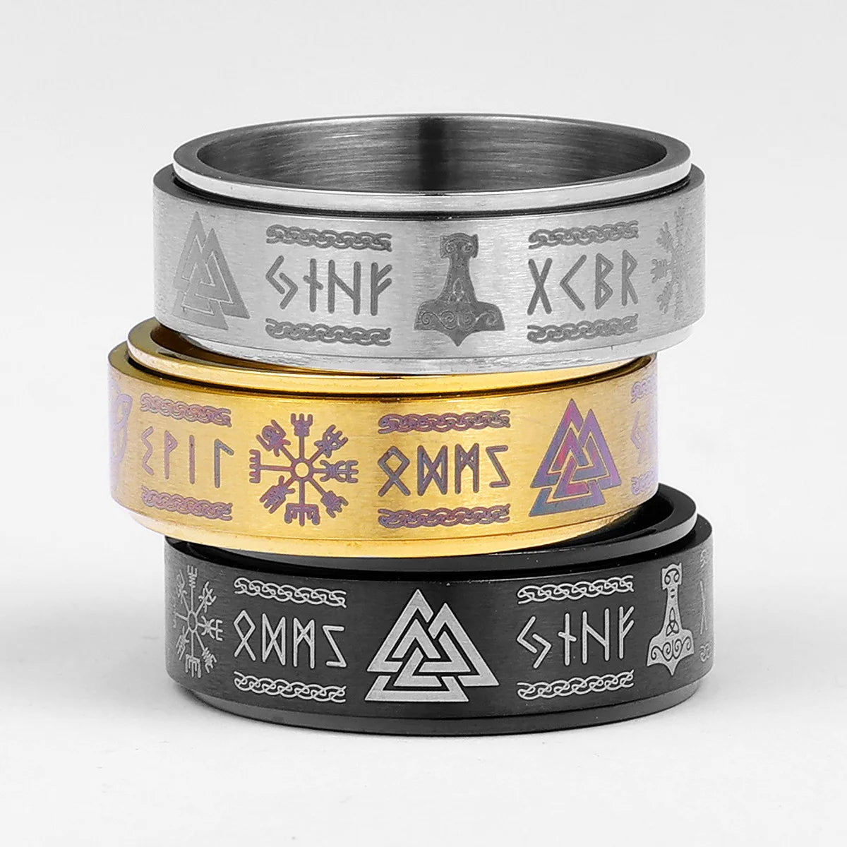 PENDRA Nordic Odin Triangle Steel Ring