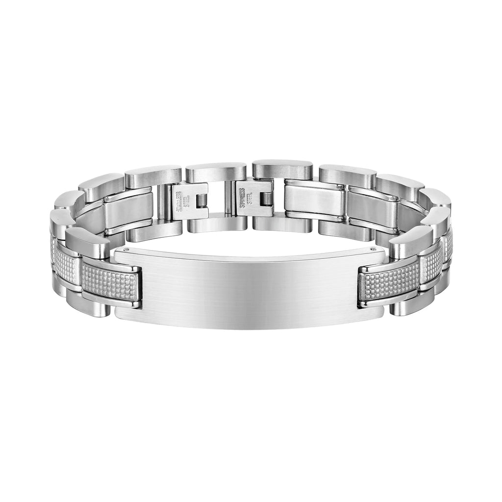 Customized Watch Band Bracelet for Men,Personalized Stainless Steel Chunky Bracelet,Luxury DAD Husband Boyfriend Gift