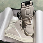 PENDRA Ash Geobasket Grey Cow-Suede High-Top Zip Thick-Sole Ankle Boots