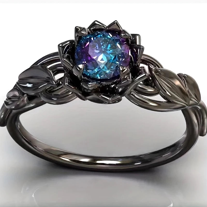 PENDRA Black Rose Crystal Ring