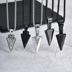 Vintage Viking Triangular Spearhead Necklace for Men,Stainless Steel Casting Triangular Arrow Pendant,Talisman Jewelry Gift