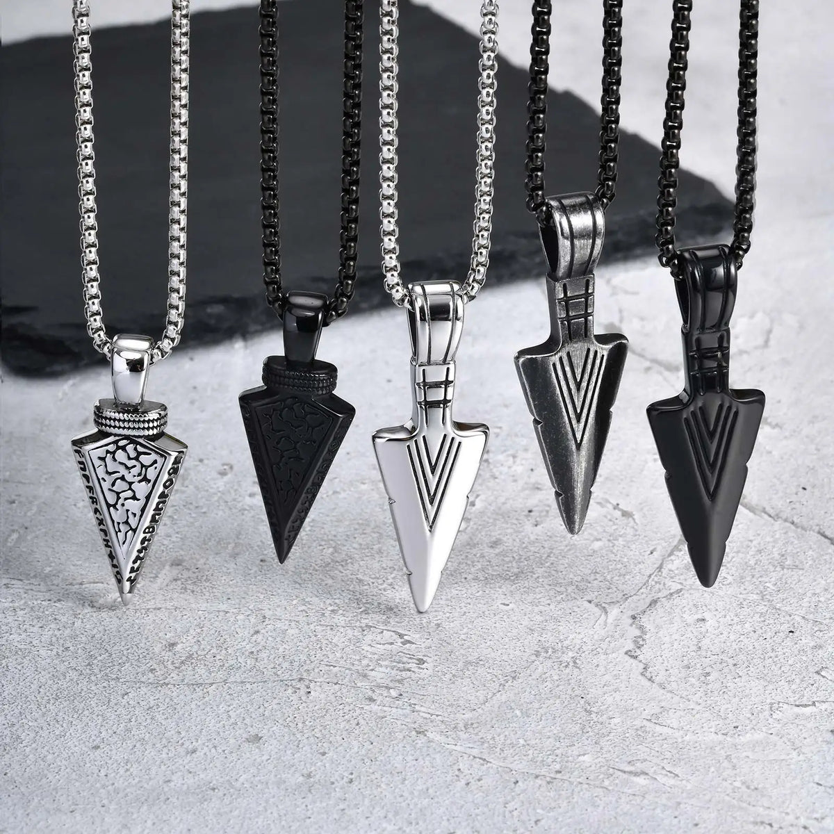 Vintage Viking Triangular Spearhead Necklace for Men,Stainless Steel Casting Triangular Arrow Pendant,Talisman Jewelry Gift