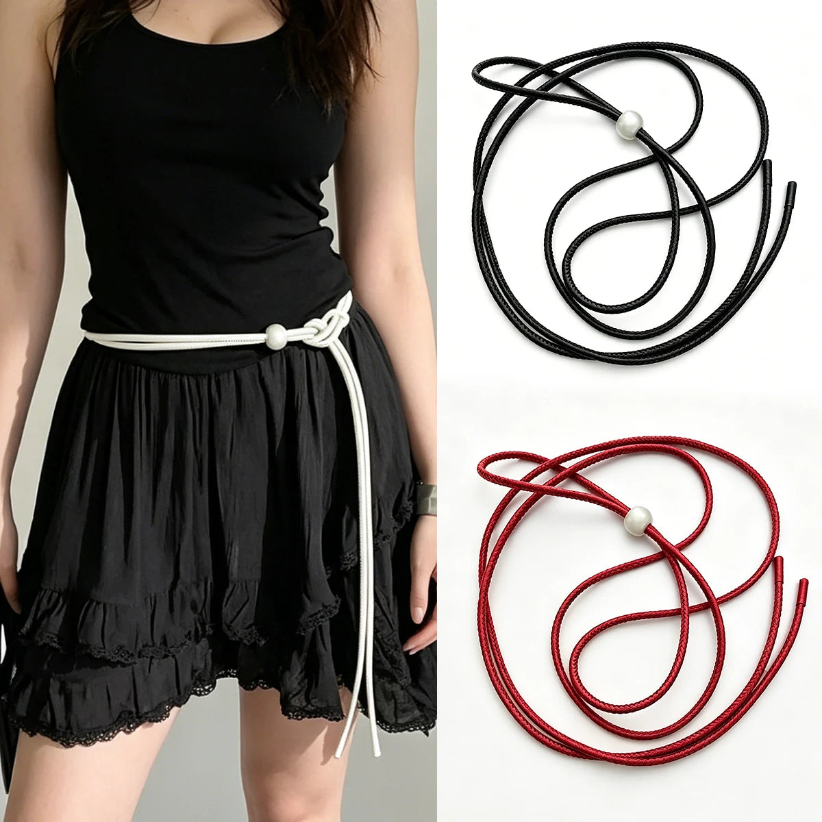 High-End Feeling Thin Waist Rope For Women Summer Waist-Cinching With Skirts Slimming And Versatile Belt With Personality
