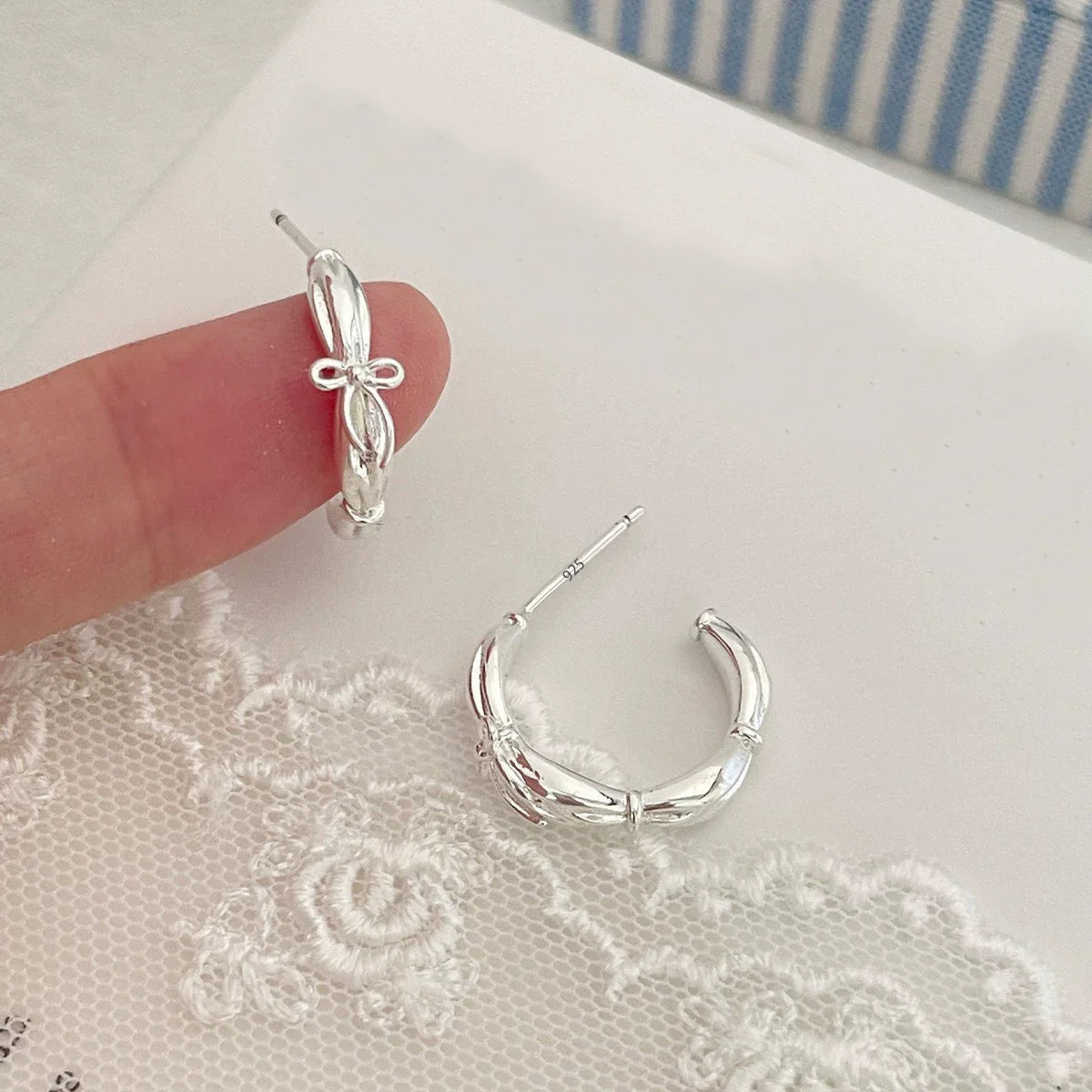 VENTFILLE Vintage Punk 925 Stamp Earrings for Women Girl Creative Twist Winding Geometric Handmade Party Silver Color Jewelry