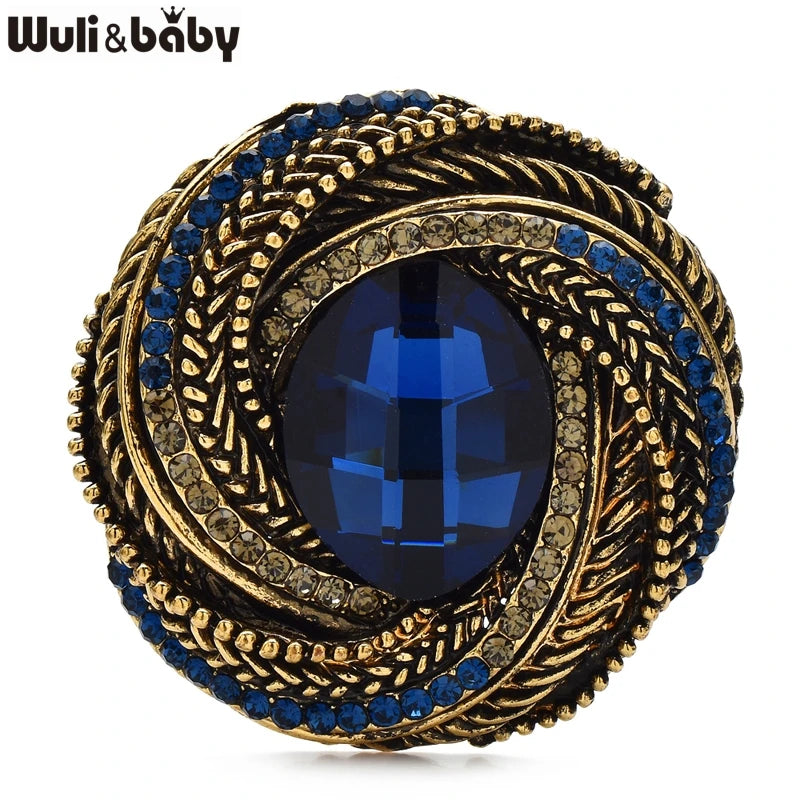 PENDRA Aurette 2-Color Vintage Rhinestone Round Brooch